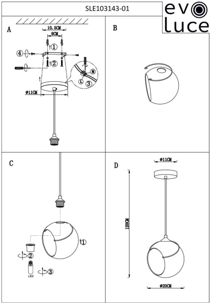 картинка Подвесной светильник Evoluce Satturo SLE103143-01 от магазина BTSvet