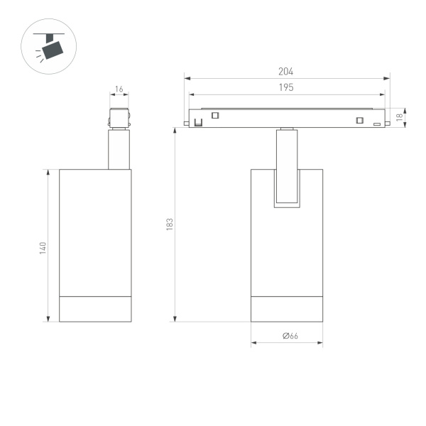 картинка Трековый светильник светодиодный MAG-ORIENT-SPOT-R65-20W Day4000 (BK, 24 deg, 48V, DALI) (Arlight, IP20 Металл, 3 года) 033628 от магазина BTSvet