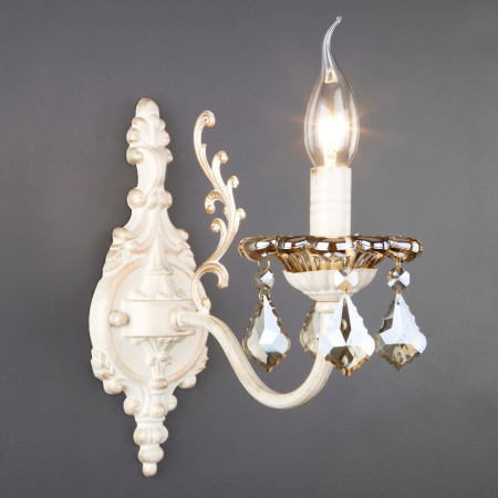 картинка Бра 3281/1 белый с золотом/тонированный хрусталь Strotskis от магазина BTSvet