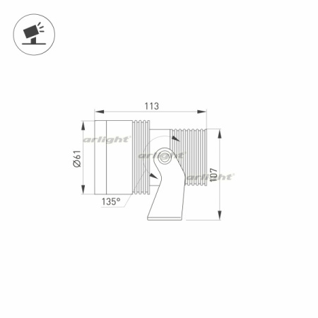 картинка Прожектор светодиодный KT-RAY-COLOR-R61-12W RGB-Warm3000 (DG, 36 deg, 12V) (Arlight, IP67 Металл, 3 года) 032559 от магазина BTSvet