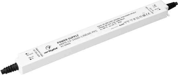 Блок питания ARPV-LV-24060-LINEAR-PFC (24V, 2.5A, 60W) (Arlight, IP66 Пластик, 3 года) 032844