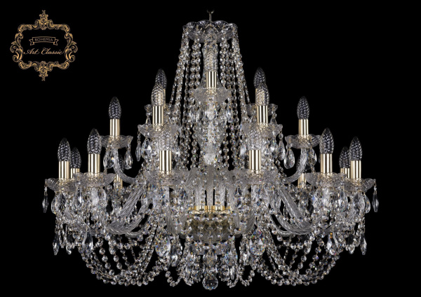 Хрустальная подвесная люстра 11.11.12+6+3.300.Gd.Sp