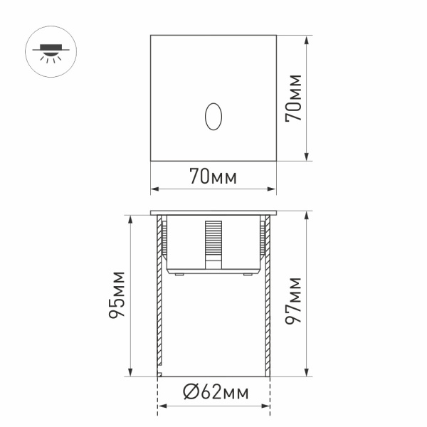 картинка Фасадный светильник светодиодный LT-GAP-S70x70-3W Warm3000 (WH, 30 deg) (Arlight, IP65 Металл, 3 года) 025738 от магазина BTSvet