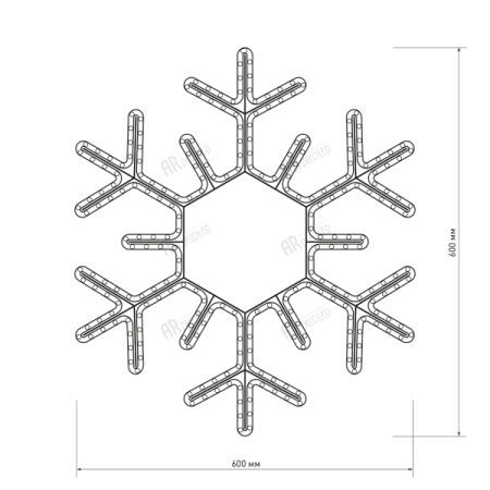 картинка Световая фигура светодиодная ARD-SNOWFLAKE-M5-600x600-216LED White (230V, 15W) (Ardecoled, IP65) 025308 от магазина BTSvet