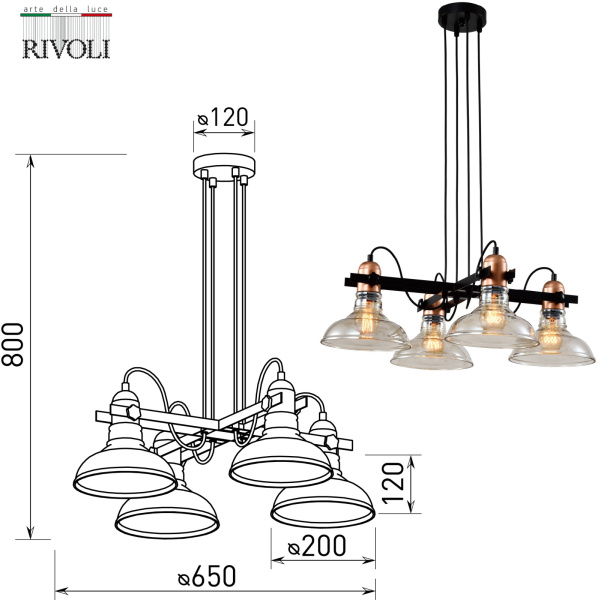 картинка Подвесной светильник Rivoli Leila 4093-304 от магазина BTSvet