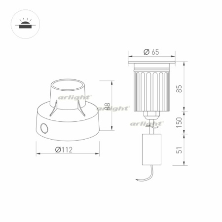 картинка Уличный встраиваемый светильник светодиодный LTD-GROUND-XL-R65-6W Warm3000 (SL, 15 deg, 230V) (Arlight, IP67 Металл, 3 года) 028047 от магазина BTSvet