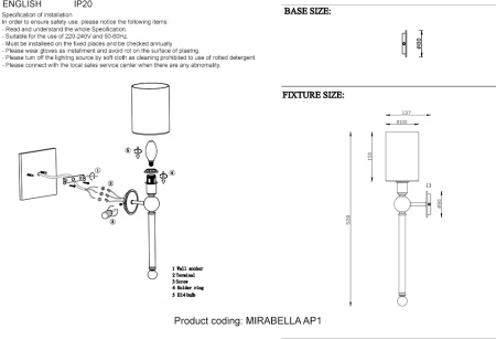 картинка Бра MIRABELLA AP1 CHROME/WHITE от магазина BTSvet