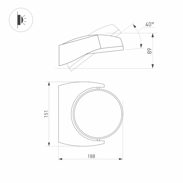 картинка Фасадный светильник светодиодный LGD-EYE-WALL-6W Warm3000 (GR, 117 deg, 230V) (Arlight, IP54 Металл, 3 года) 029979 от магазина BTSvet