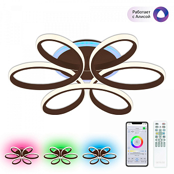 Потолочная люстра светодиодная с управлением смарфоном и пультом регулировка яркости и цветовой температуры Сезар Смарт CL233A155E RGB
