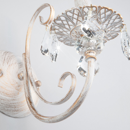 картинка Бра 3305/1 белый с золотом/прозрачный хрусталь Strotskis от магазина BTSvet