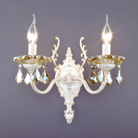 картинка Бра 3281/2 белый с золотом/тонированный хрусталь Strotskis от магазина BTSvet