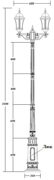картинка Наземный фонарь ASTORIA 1 L 91310LA/E7 Bl от магазина BTSvet
