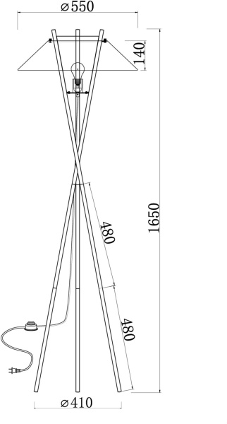 картинка Торшер на треноге Bastone MOD006FL-01B от магазина BTSvet
