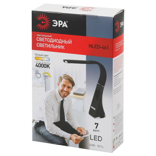 картинка Офисная настольная лампа светодиодная с диммером и выключателем термометром будильником и часами NLED-461-7W-BR от магазина BTSvet