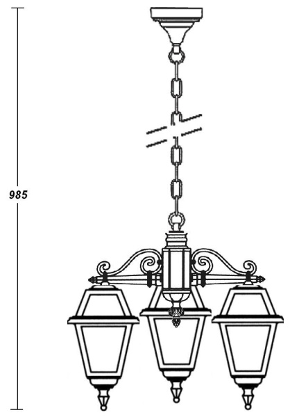 картинка Уличный подвесной светильник 91170/3 lgG Bl от магазина BTSvet