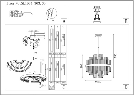 картинка Потолочная люстра на штанге ST Luce Rens SL1634.303.06 от магазина BTSvet