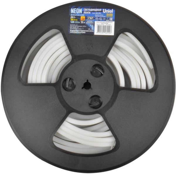 картинка Светодиодная гибкая герметичная лента Neon 15 м. Neon ULS-N11-2835-120LED/m-8mm-IP67-DC24V-10W/m-15M-6500K катушка в герметичной упаковке от магазина BTSvet