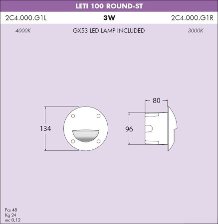 картинка Подсветка ступеней лестницы Leti 100 Round-ST 2C4.000.000.WYG1L от магазина BTSvet