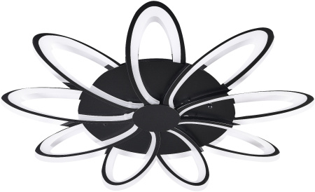 картинка Потолочная люстра светодиодная с управлением смартфоном и пультом регулировкой цветовой температурой и яркости ночным режимом и таймером HIGH-TECH LED LAMPS 82009 BLACK от магазина BTSvet