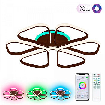 Потолочная люстра светодиодная с управлением смарфоном и пультом регулировка яркости и цветовой температуры Сезар Смарт CL233A275E RGB