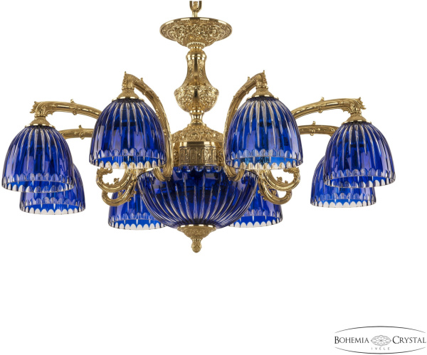 Подвесная люстра хрустальная 71212P/8/210 G P1 D Clear-Blue/H-1K