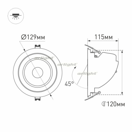 картинка Светильник встраиваемый LED LTD-EXPLORER-R130-20W Day4000 (WH, 38 deg) (Arlight, IP20 Металл, 3 года) 024030 от магазина BTSvet