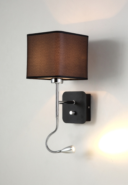 картинка Бра с подсветкой для чтения и выключателем PACO AP2 CHROME/BLACK от магазина BTSvet