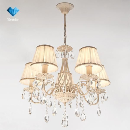 картинка Подвесная люстра хрусталь Amelia 10054/5 белый с золотом/прозрачный хрусталь Strotskis от магазина BTSvet