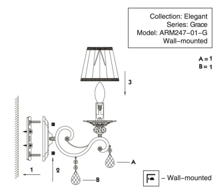 картинка Бра Elegant 3 ARM247-01-G от магазина BTSvet
