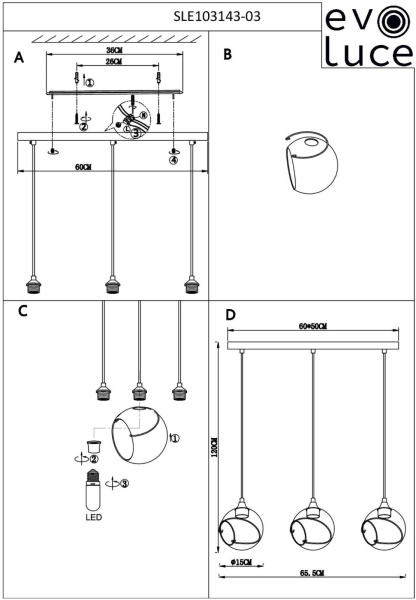 картинка Подвесной светильник Evoluce Satturo SLE103143-03 от магазина BTSvet