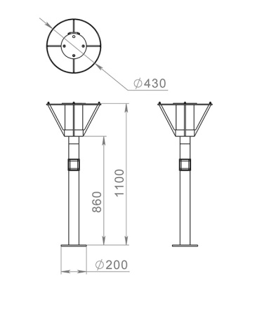 картинка Наземный фонарь с розеткой Muse 651-11/b-03 от магазина BTSvet