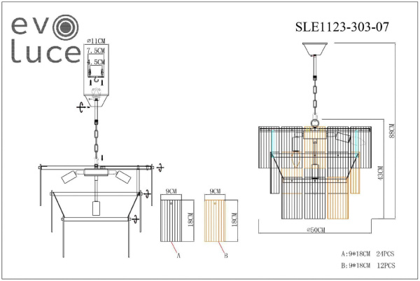 картинка Подвесная люстра Evoluce Tresa SLE1123-303-07 от магазина BTSvet