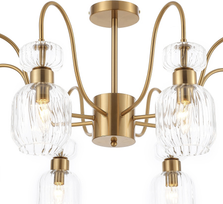 картинка Потолочная люстра на штанге Gloss 1141/8PL E14*60W Antigue copper/Clear от магазина BTSvet