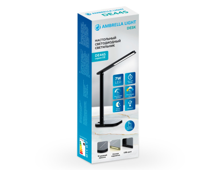 картинка Офисная настольная лампа диммируемая светодиодная с регулировкой цветовой температуры и яркости ночным режимом и таймером USB-портом DE445 от магазина BTSvet