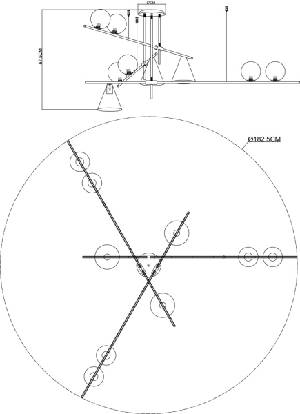 картинка Потолочная люстра на штанге Jacob A7029PL-9BK от магазина BTSvet