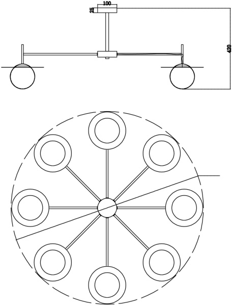 картинка Потолочная люстра на штанге Camelia FR5202PL-08BS от магазина BTSvet