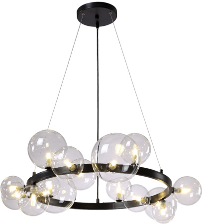 картинка Подвесная люстра светодиодная AGATA SP15 V2 BLACK/TRANSPARENTE от магазина BTSvet