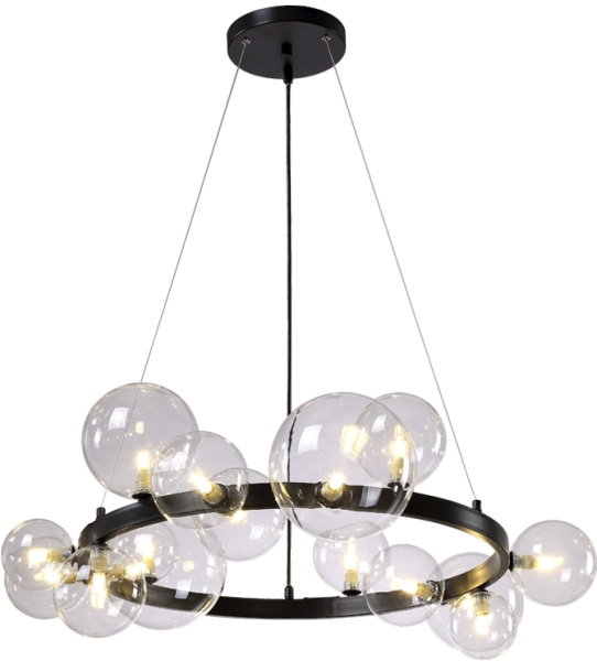 картинка Подвесная люстра светодиодная AGATA SP15 V2 BLACK/TRANSPARENTE от магазина BTSvet