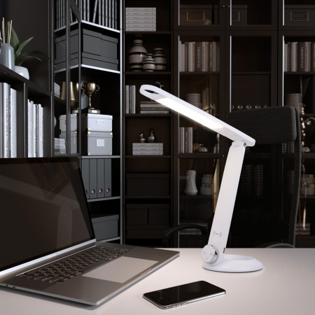 картинка Офисная настольная лампа светодиодная складываемая с диммером и сенсором регулировкой цветовой температуры и яркости беспроводным ЗУ и USB-портом Action 80428/1 от магазина BTSvet