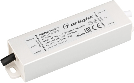 Блок питания ARPV-12015-B (12V, 1.3A, 15W) (Arlight, IP67 Металл, 3 года) 022899