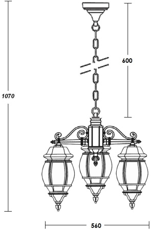 картинка Уличный светильник подвесной AMERICA S 83470S/3 Gb от магазина BTSvet