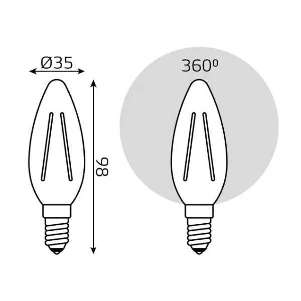 картинка Лампочка LED Filament Candle E14 9W 4100К 1/10/50 103801209 от магазина BTSvet