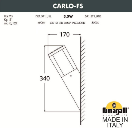 картинка Настенный светильник Carlo-Fs DR1.571.000.WXU1L от магазина BTSvet