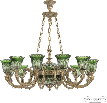 Подвесная люстра хрустальная 71009P/12/250 FP P2 U Clear-Green/H-1I FA5M