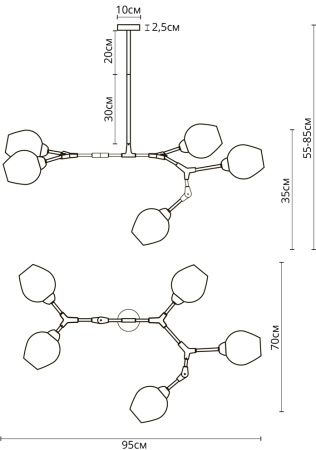 картинка Потолочная люстра на штанге Yuka A4103SP-5GO от магазина BTSvet