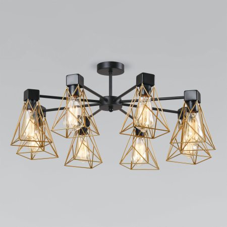 Потолочная люстра на штанге Trappola 70107/8 черный/латунь