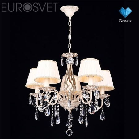 картинка Подвесная люстра хрусталь Amelia 10054/5 белый с золотом/прозрачный хрусталь Strotskis от магазина BTSvet