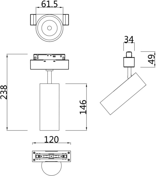 картинка Трековый светильник светодиодный Track lamps TR019-2-15W4K-B от магазина BTSvet