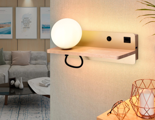 картинка Бра светодиодное с выключателем и USB-портом Wallers FW520 от магазина BTSvet