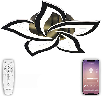 Потолочная люстра светодиодная с управлением смартфоном и пультом регулировкой цветовой температурой и яркости ночным режимом и таймером INNOVATION STYLE 83002 BLACK